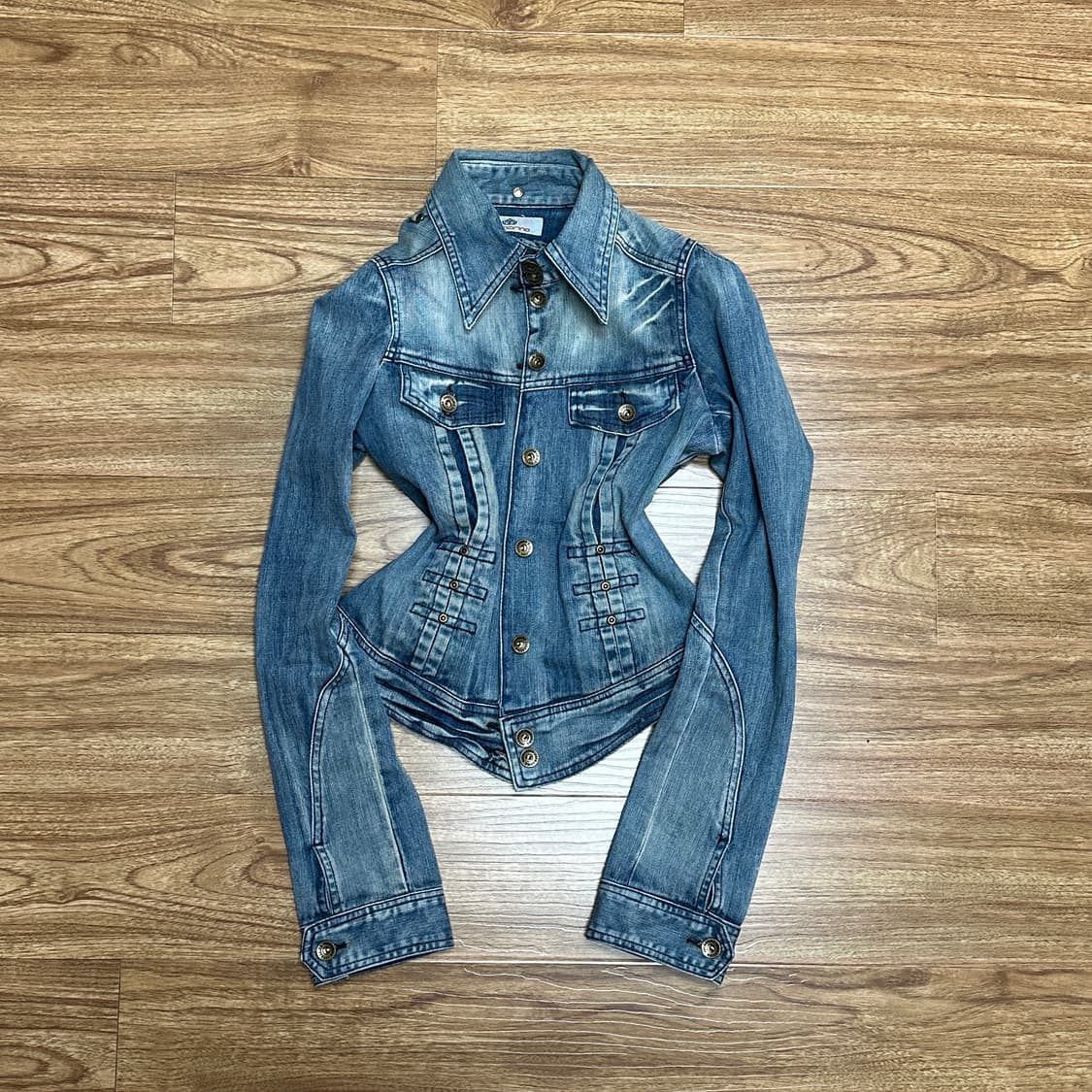 빈티지 나폴레옹 청 자켓 오네갸루 오리엔탈 그런지 긱시크 고딕 y2k 상품이미지1