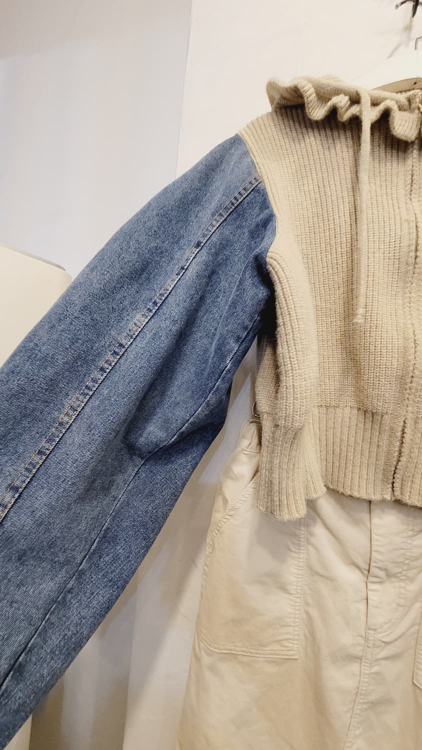 톰보이 프릴후드 니트집업 상품이미지7