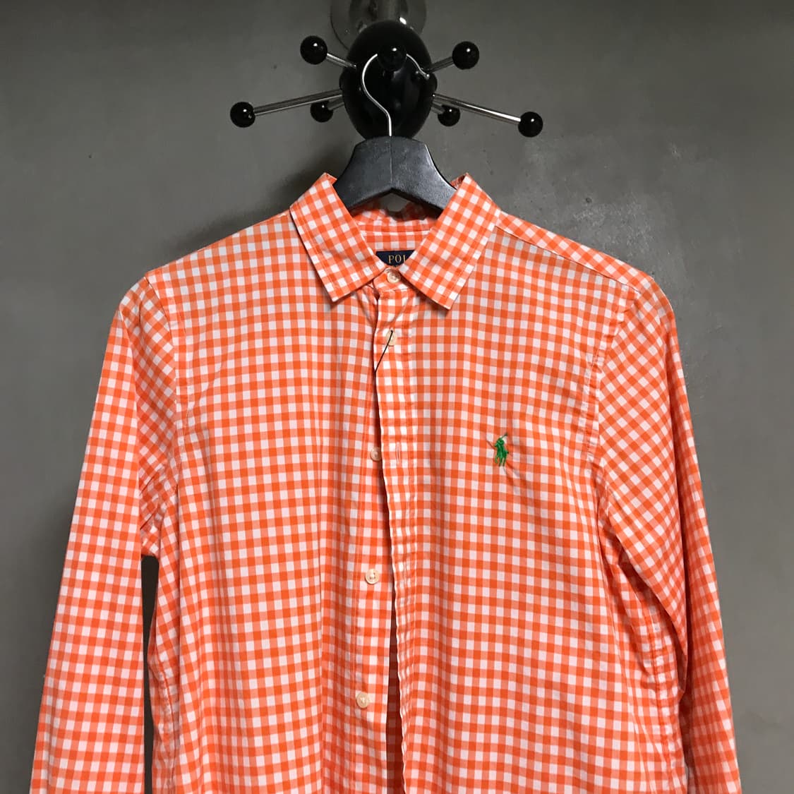 폴로 랄프로렌 깅엄 체크 셔츠 오렌지 M(W) 상품이미지2