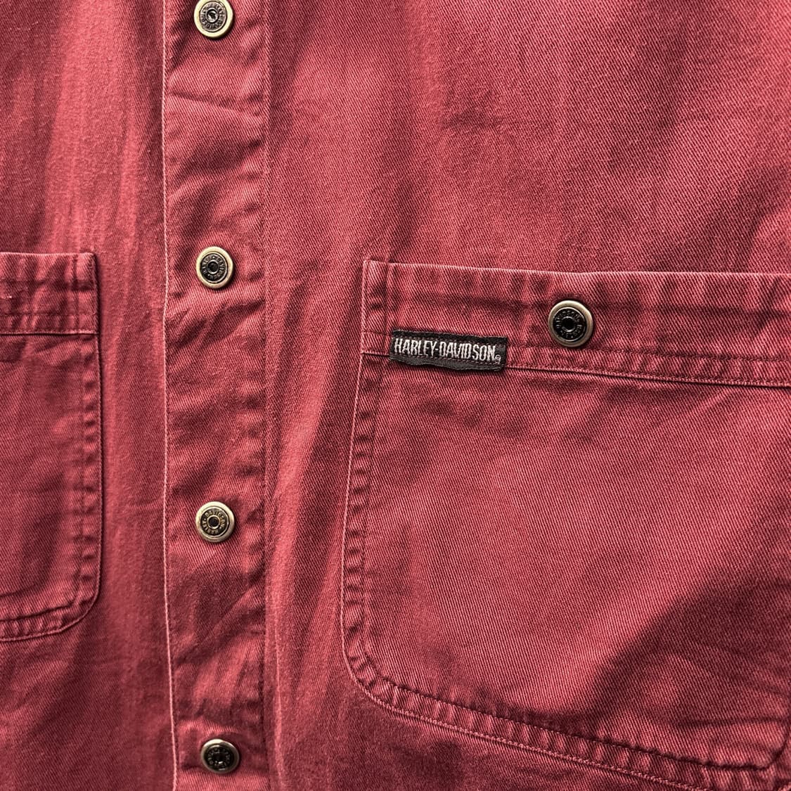 00s 할리데이비슨 헤비코튼 버건디 워크셔츠 스냅버튼 N959 상품이미지5