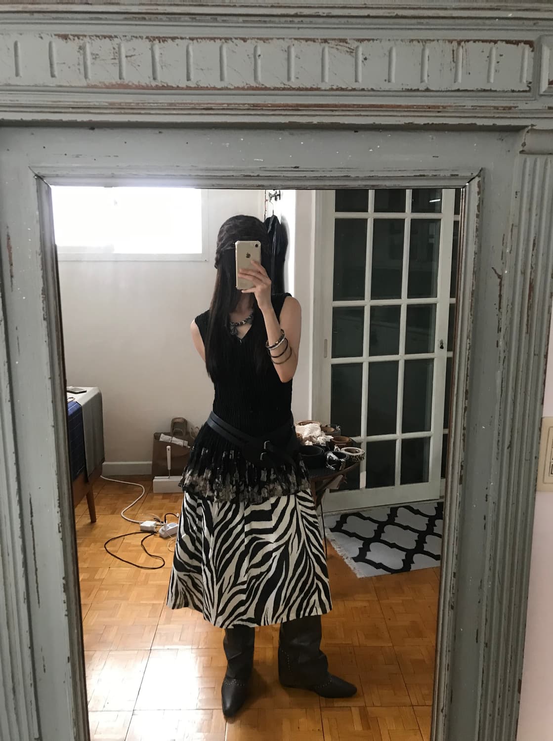 vintage pleats pattern sleeveless 상품이미지3
