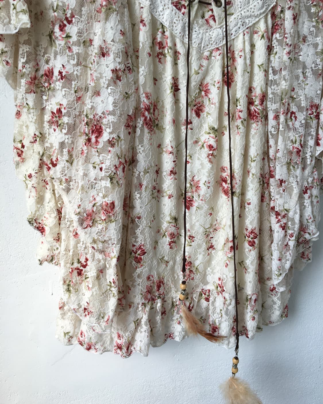 Flower pattern feather point cape top 상품이미지4