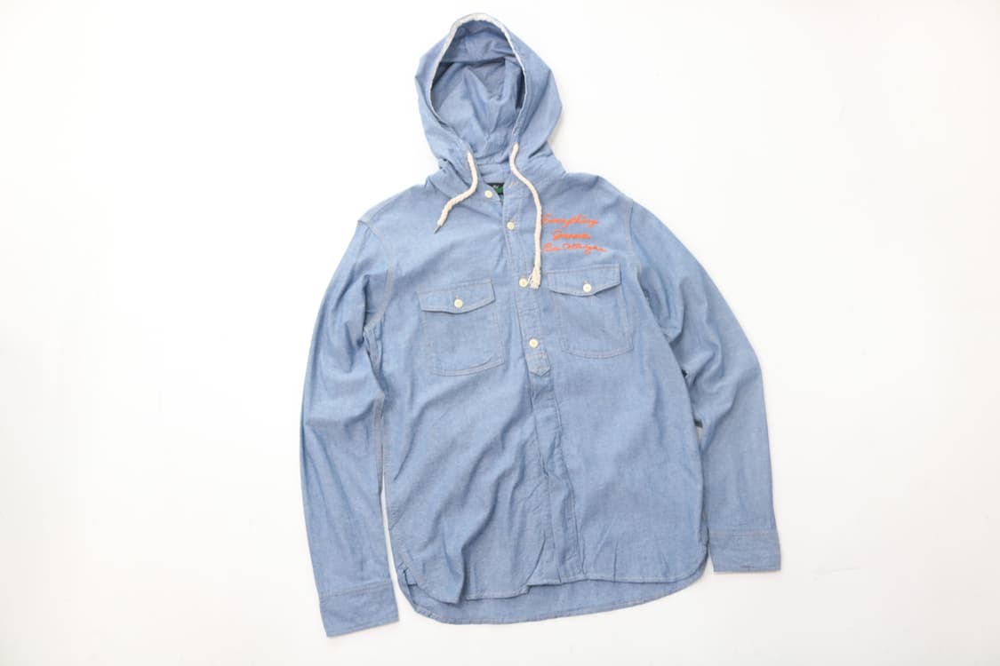 MAGIC MOMENT 레트로 샴브레이 후디 워크 셔츠 상품이미지2