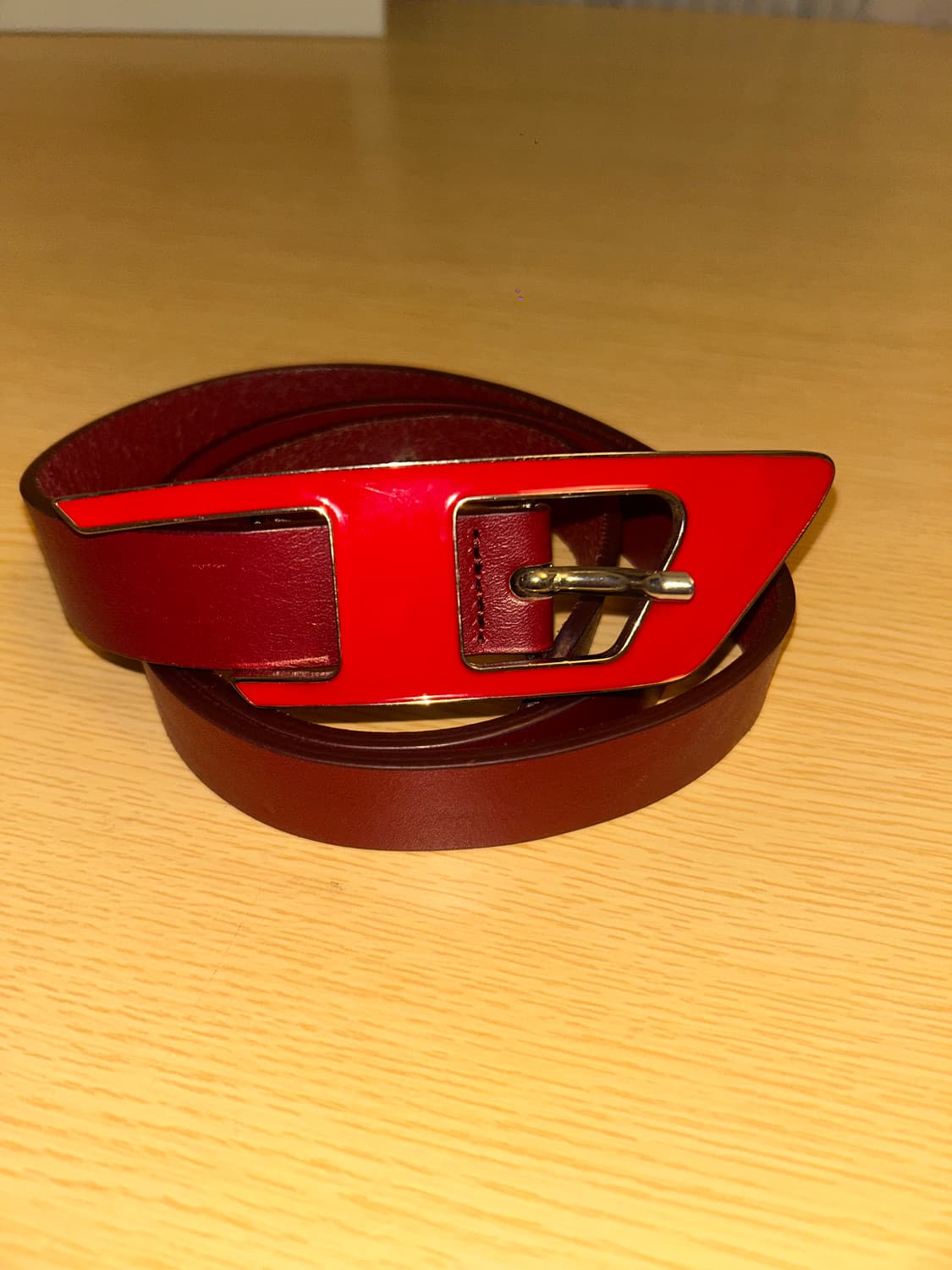 디젤 B-1DR 레더 벨트 D 버클 레드 상품이미지2