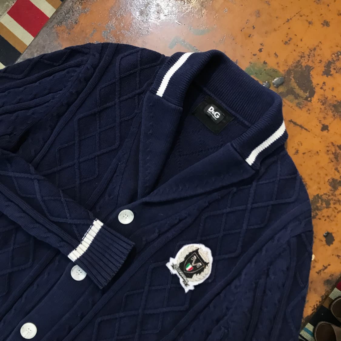 돌체 앤 가바나 네이비 케이블 숄 카라 가디건 여성 55 66 사이즈  상품이미지3