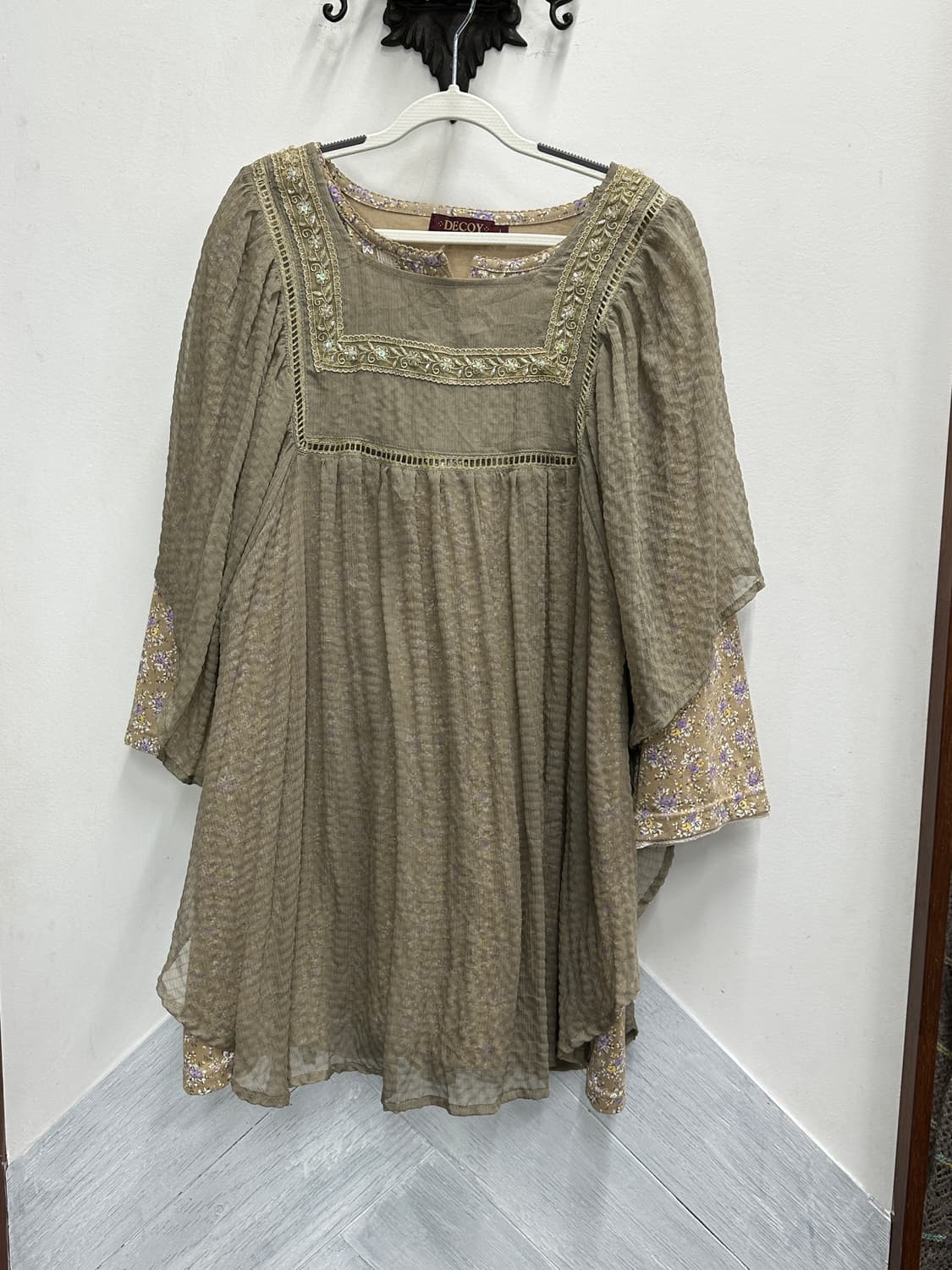 🤎하구미의 에스닉 코디세트🤎 모리걸 레이어드 블라우스 플라워 상품이미지3