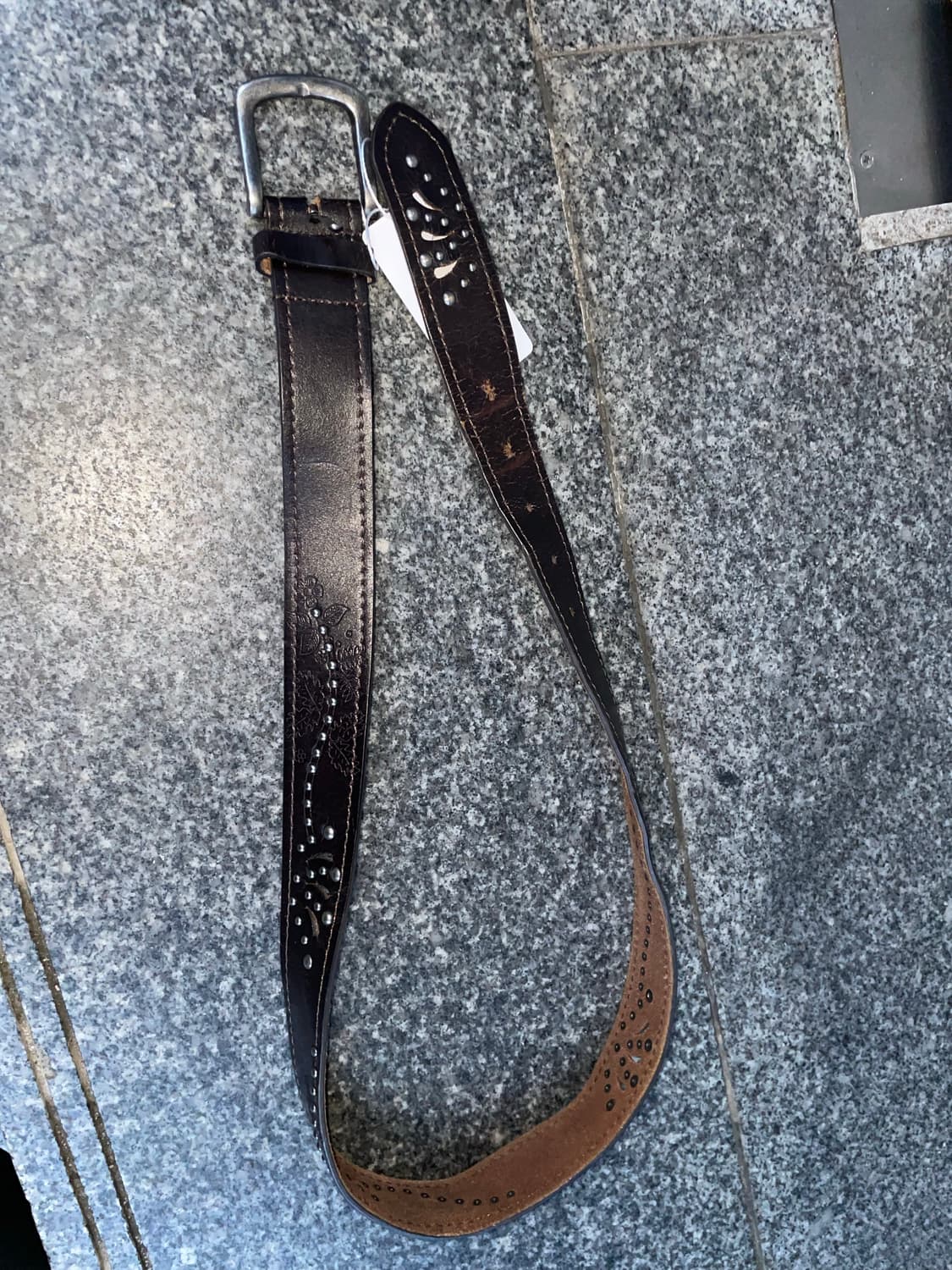 빈티지 에스닉 웨스턴 다크브라운 레더벨트 상품이미지5