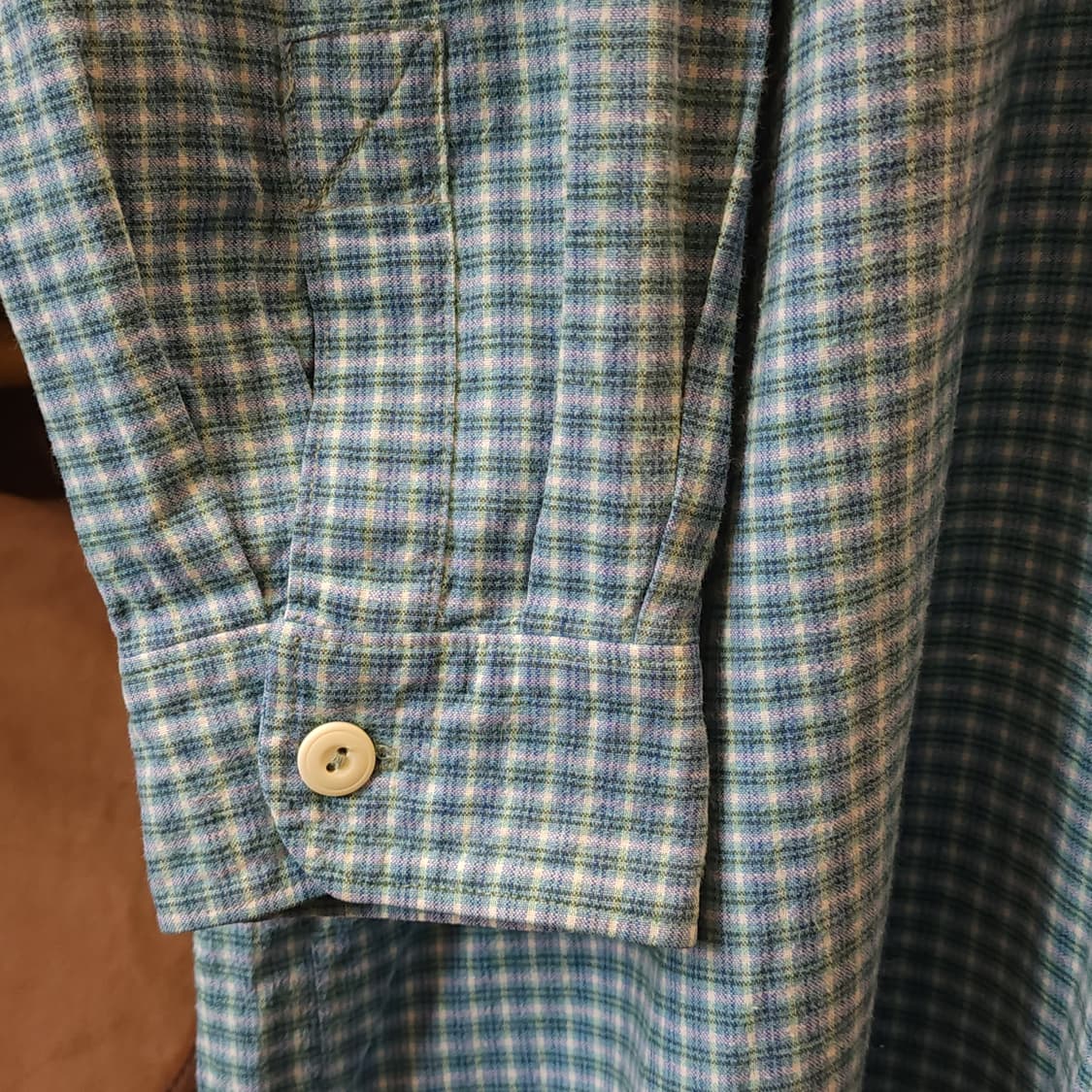 60s 프랑스 워크셔츠 가드너 빈티지 셔츠 그린 퍼플 롱 튜닉 셔츠 xl 상품이미지7