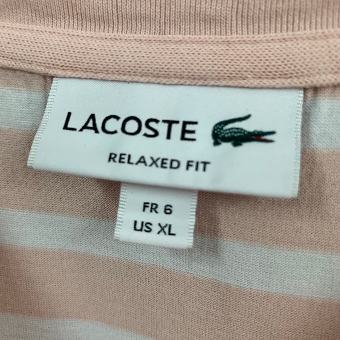 XXL 라코스테 오버핏 핑크 스트라이프 빅사이즈 반팔티 상품이미지4