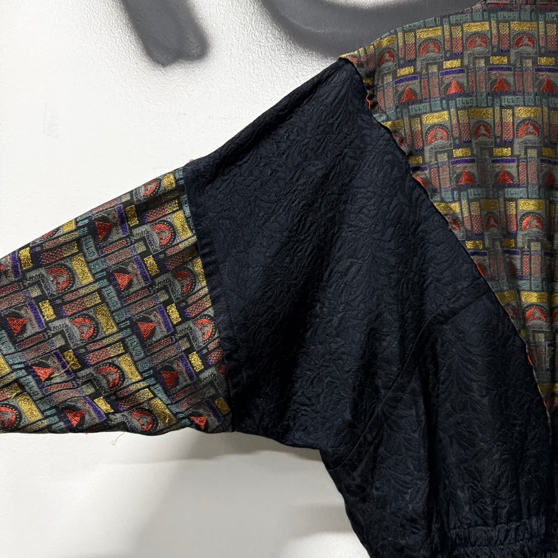 VTG 빈티지 에스닉 풀 패턴 가오리핏 하이넥 집업 봄버 자켓 상품이미지5