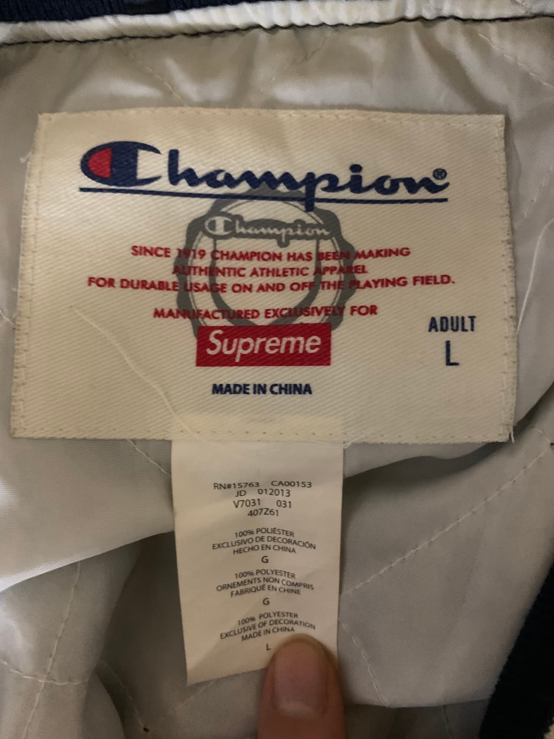 supreme X champion 슈프림 사틴 자켓 L 상품이미지3