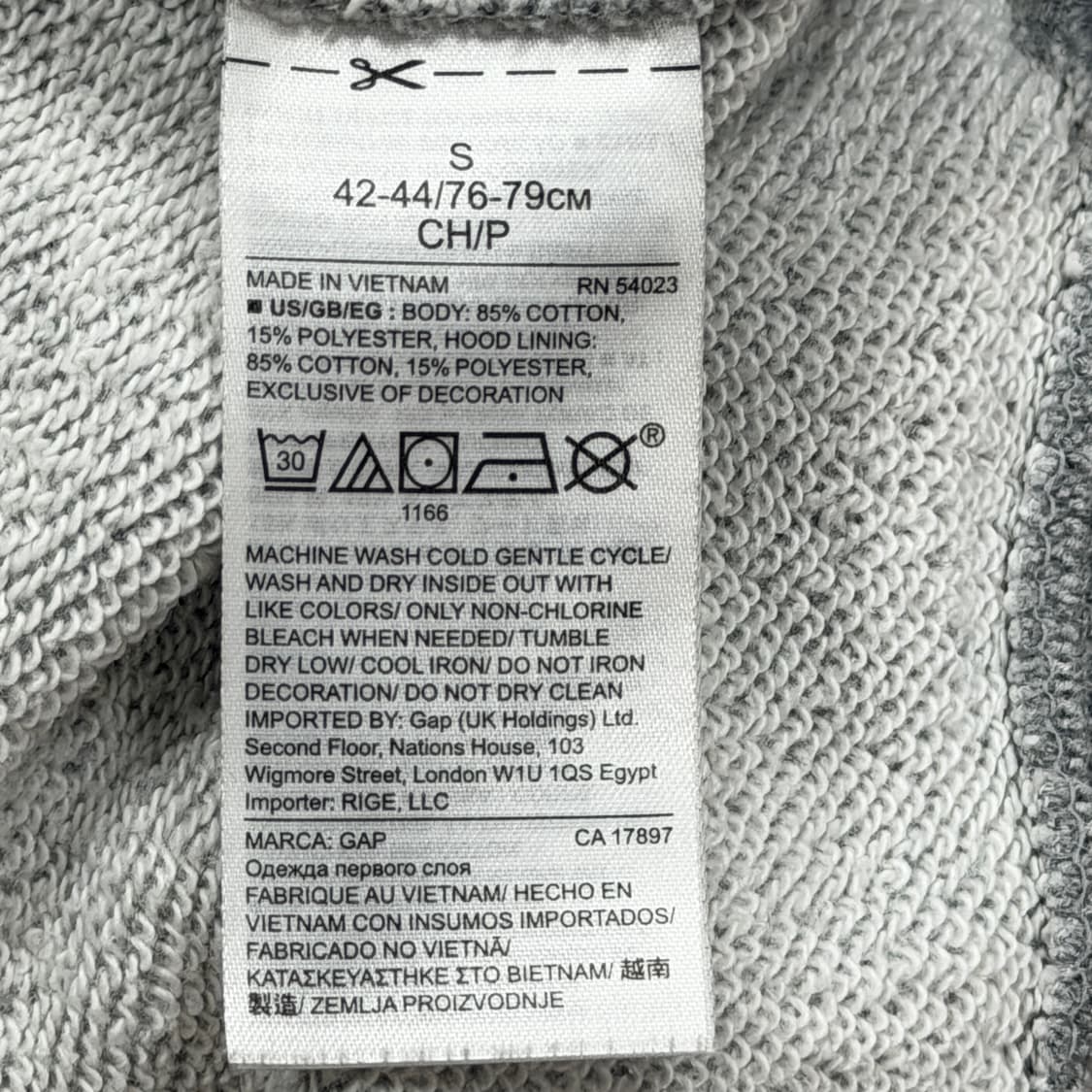 GAP 빈티지 스펠로고 성조기 후드티 그레이 S 상품이미지5
