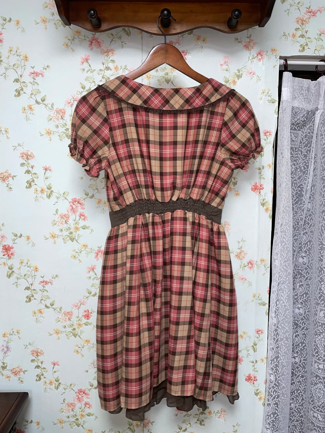 로즈 체크 원피스 상품이미지2