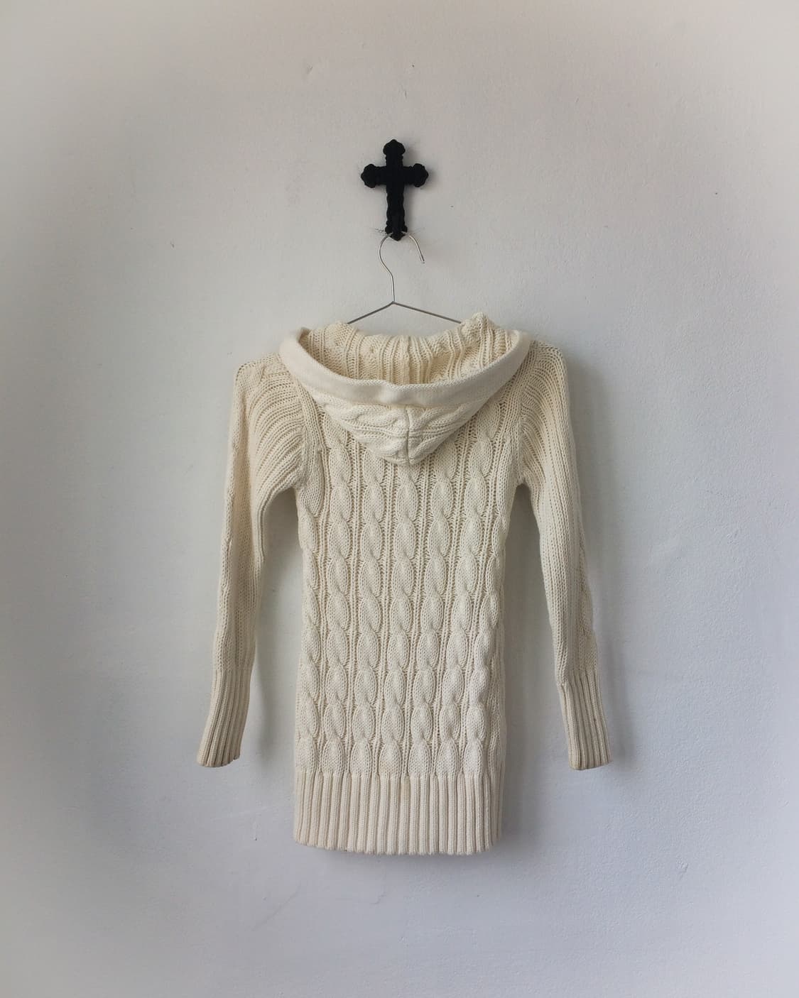 Cable pattern hood knit cardigan 상품이미지3