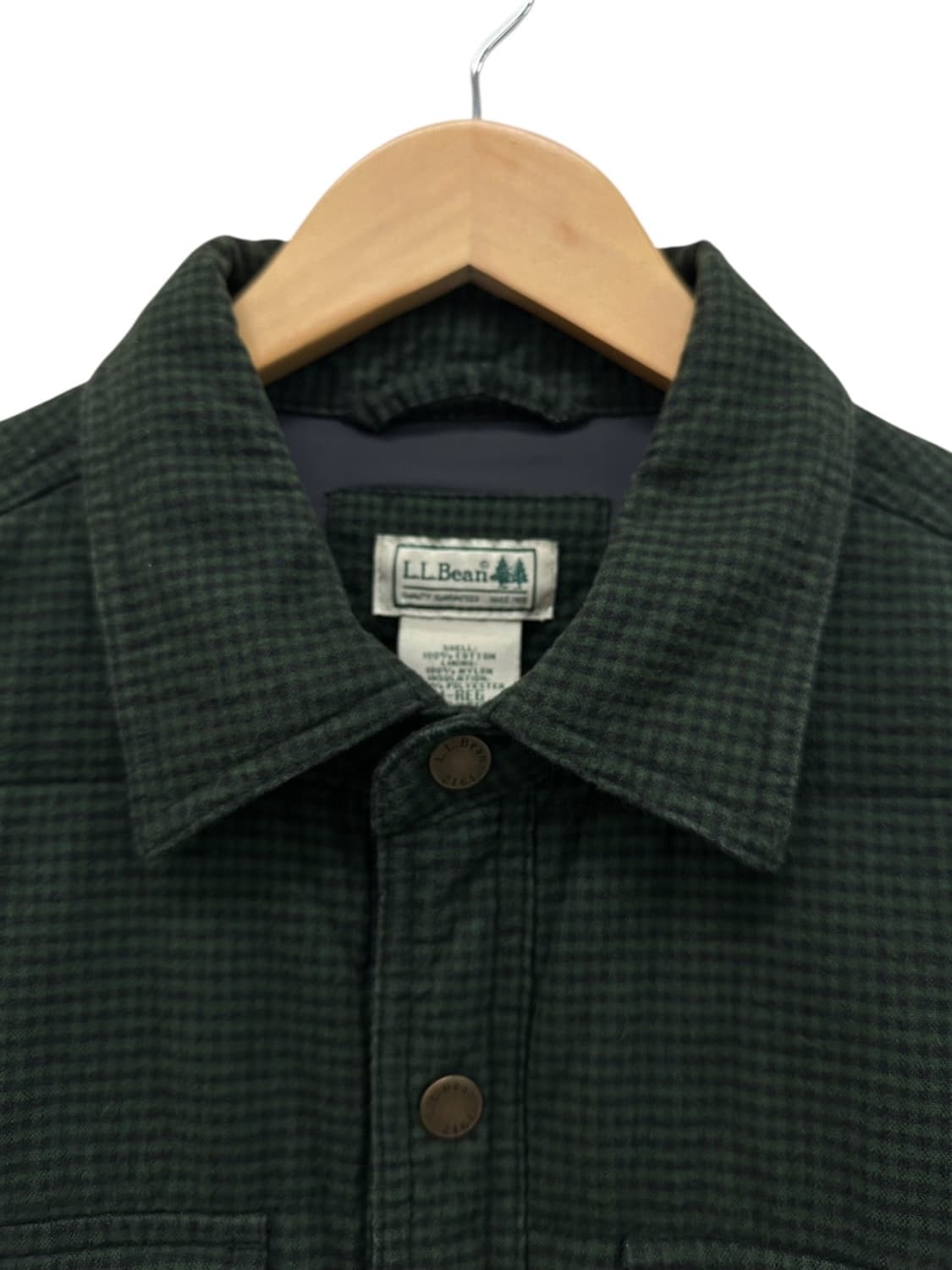 엘엘빈 깅엄체크 누빔자켓 다크그린 (M~L) 상품이미지3