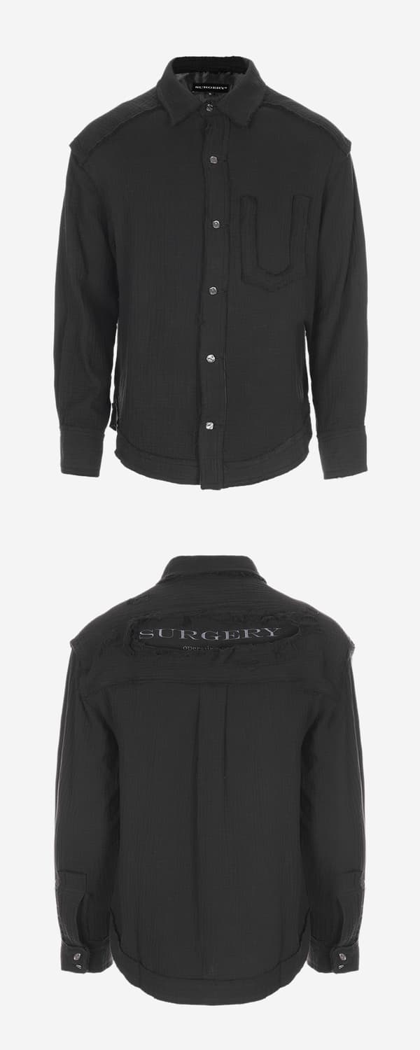 [Surgery] 써저리 디스트로이드 거즈 셔츠 블랙 상품이미지1