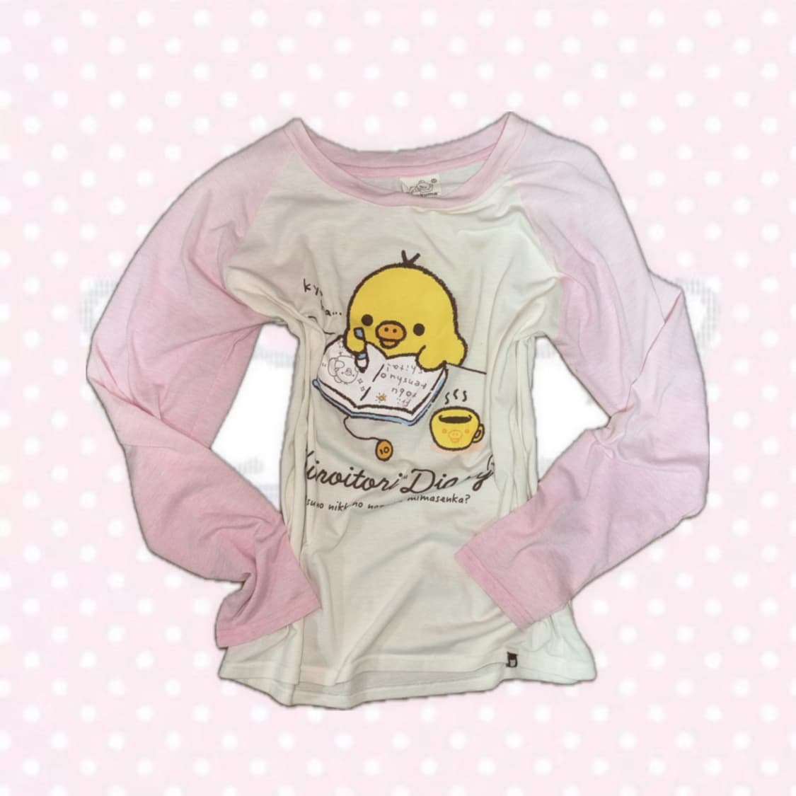 [san-x] 정품 리락쿠마 키이로이토리 빈티지 긴팔 탑 상의 상품이미지1