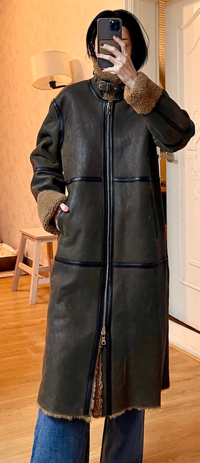 ✨리얼 램스킨 롱 무스탕 (전체 양털 안감) 상품이미지8