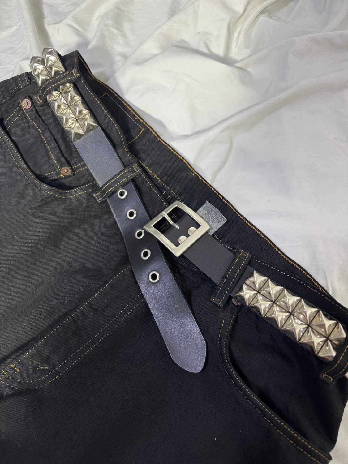 빈티지 스터드 레더 벨트 펑크 상품이미지4