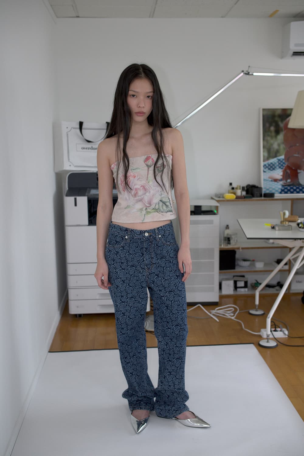 (s) 오버듀플레어 로즈 데님 팬츠 상품이미지2