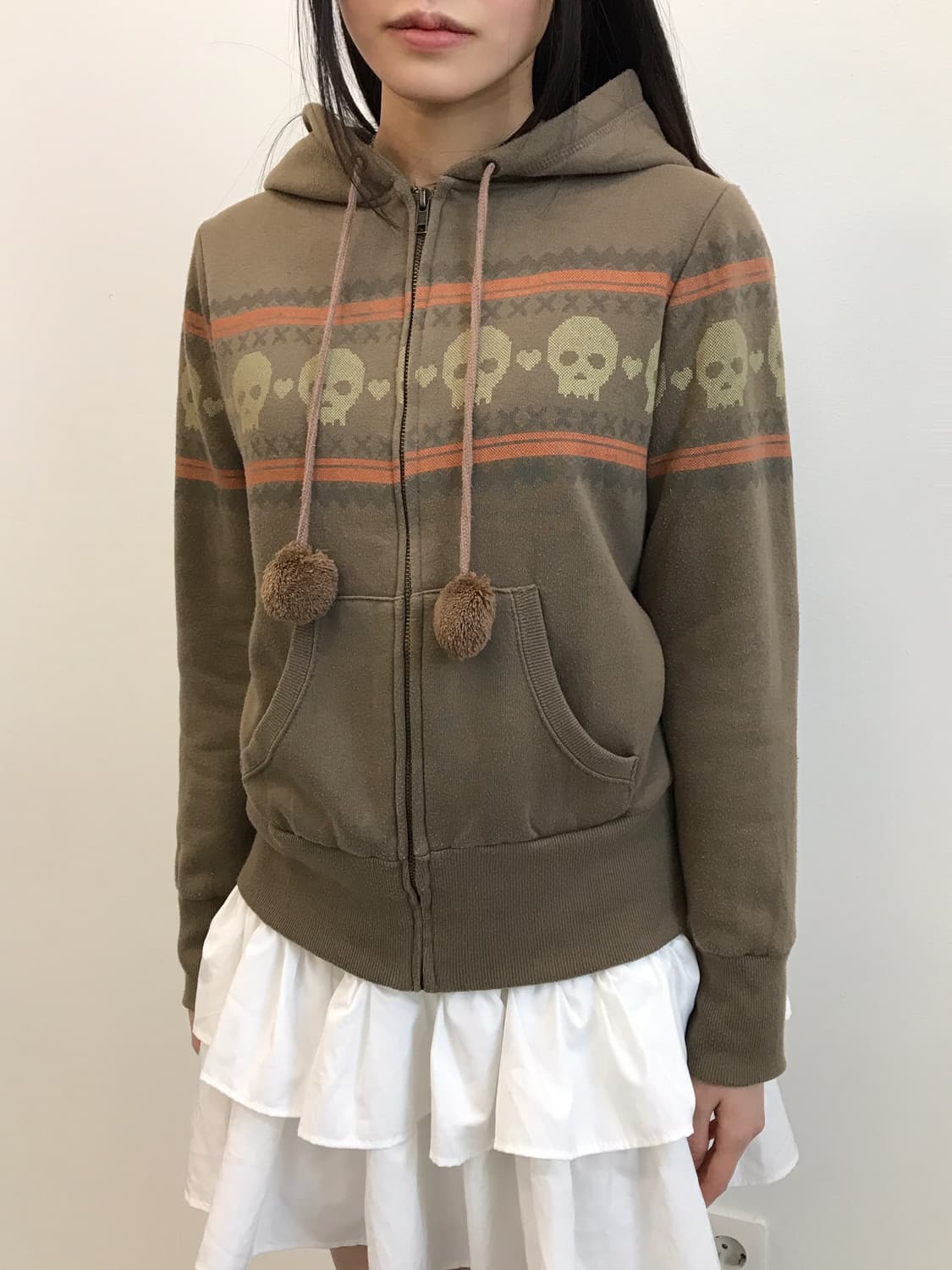 Jpn Fairy Grunge Skull PomPom Hoodie zip 상품이미지2