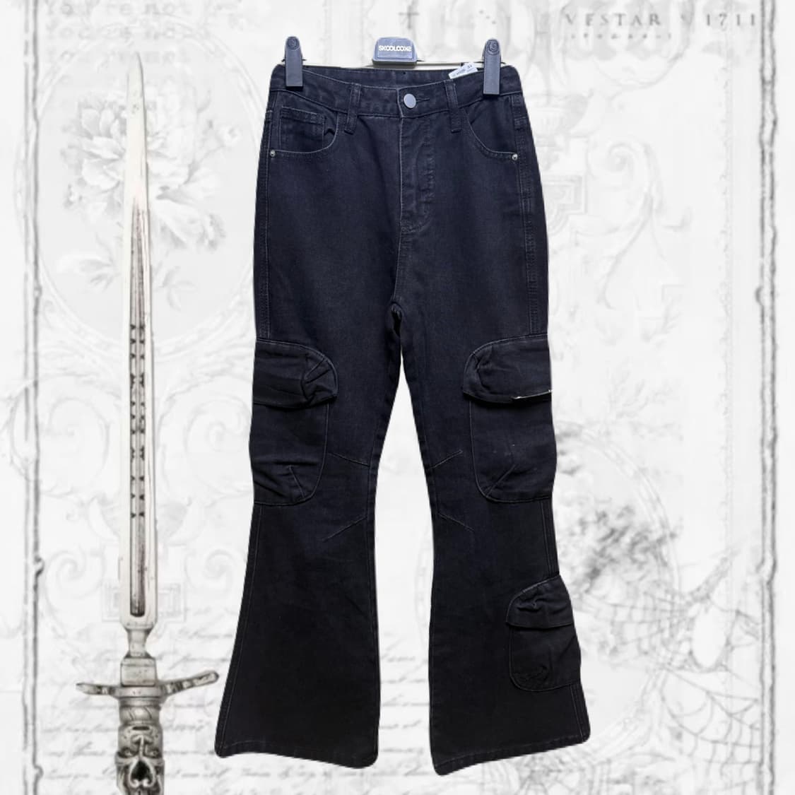 y2k 블랙 부츠컷 카고 팬츠  상품이미지1