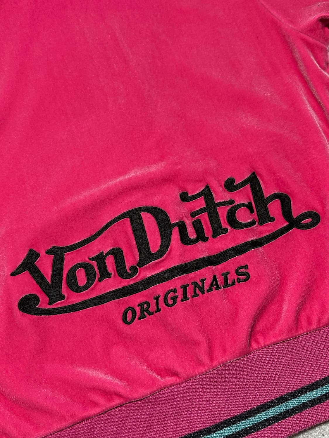 본더치 백로고 벨벳 핑크 후드집업 상품이미지5