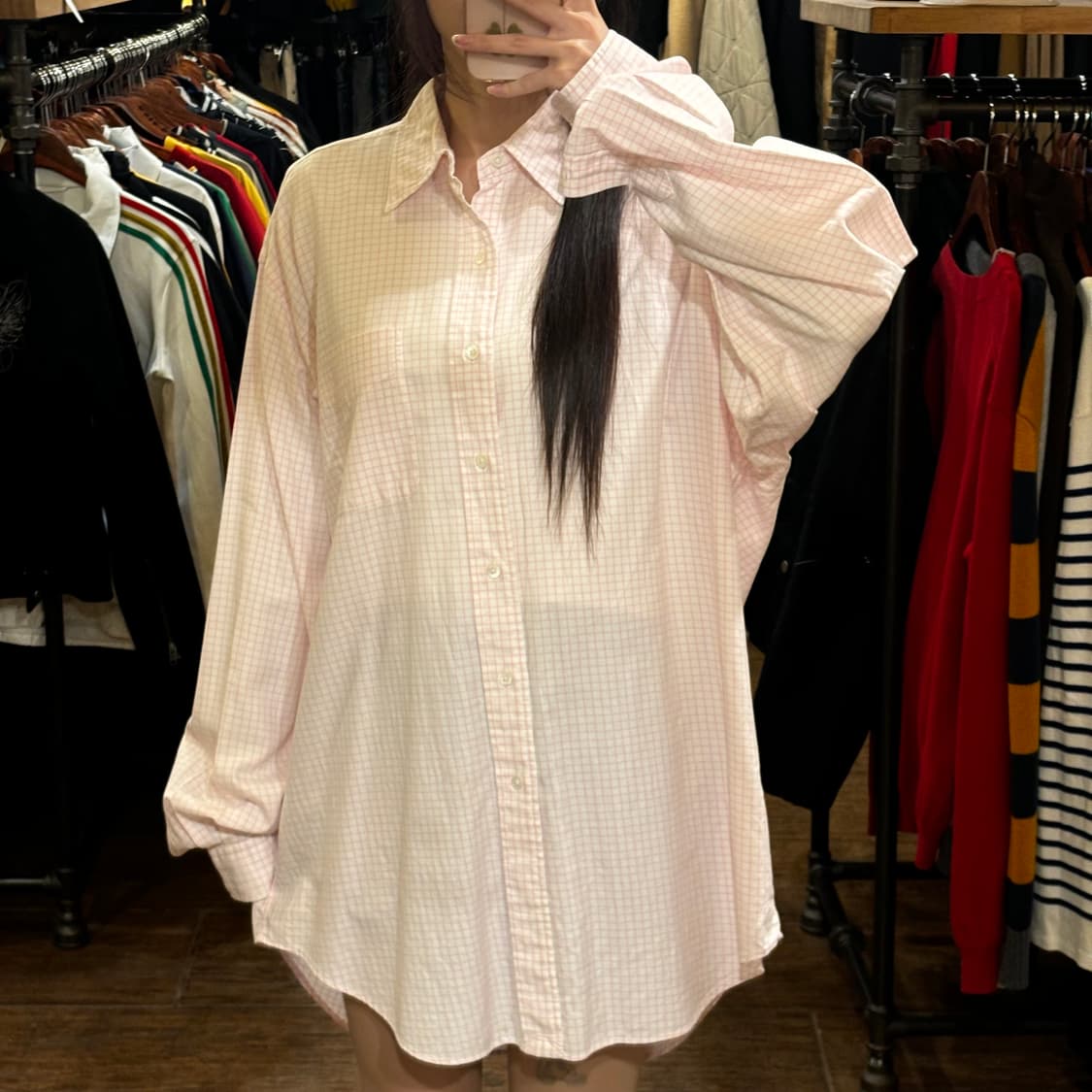 [HI] POLO 폴로 랄프로렌 핑크 체크 셔츠 L 상품이미지3