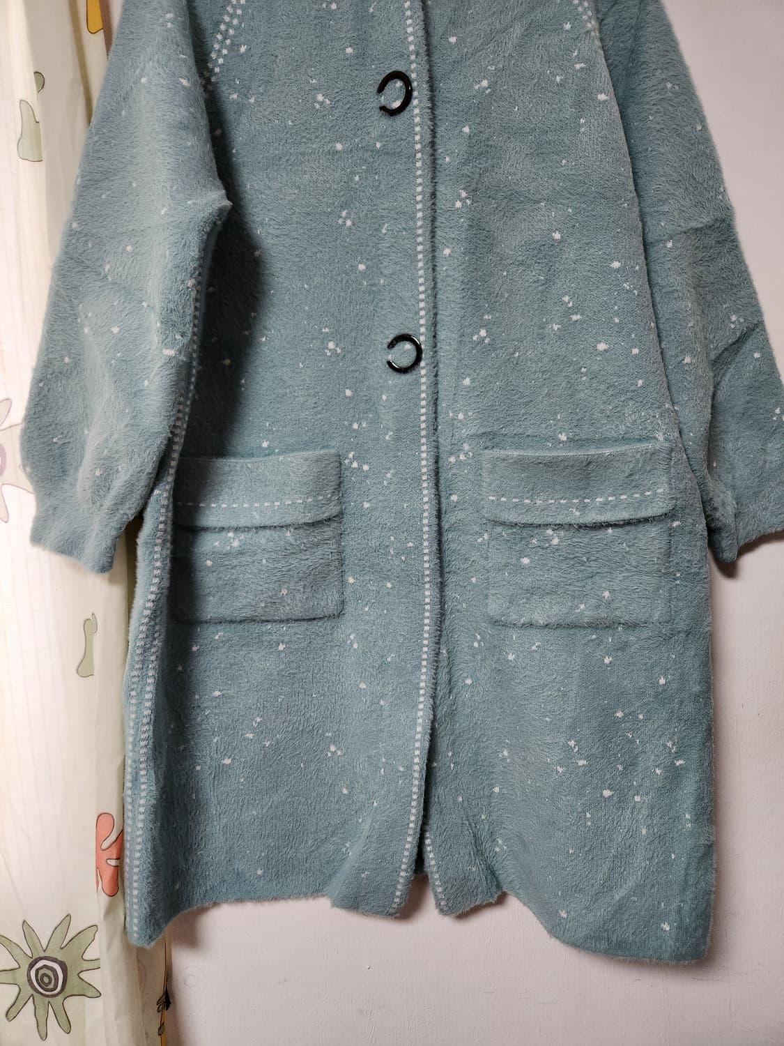 빅사이즈 민트색 후드 롱 가디건 코트 F(88~99) 상품이미지5