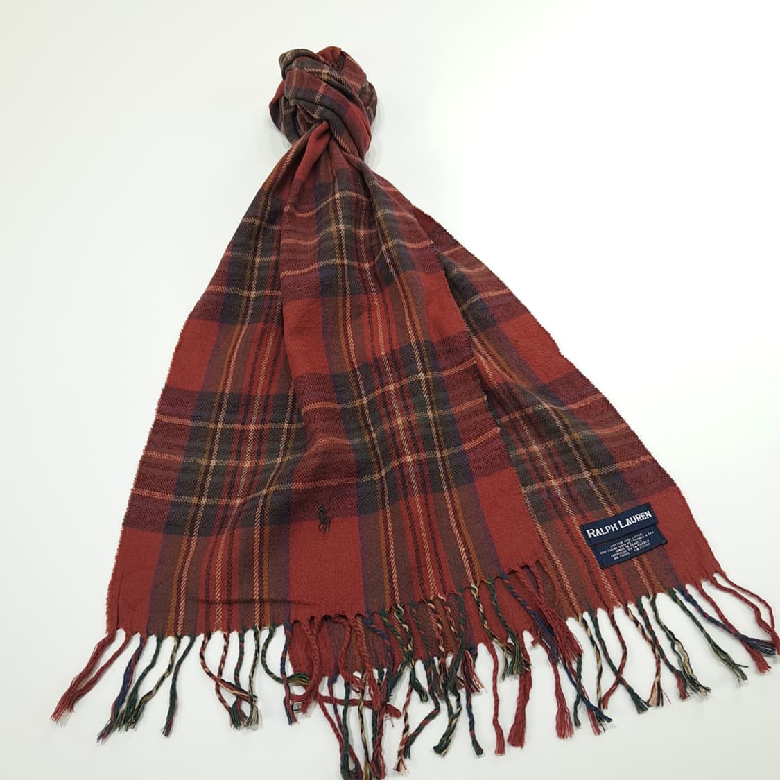 MX317 폴로 랄프로렌 테라코타 타탄체크 프랑스코튼 목도리 머플러 상품이미지3