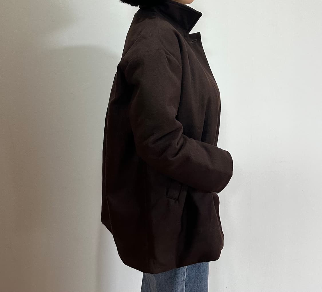(새상품) 밤색 누빔 하프 코트 오버핏 상품이미지2