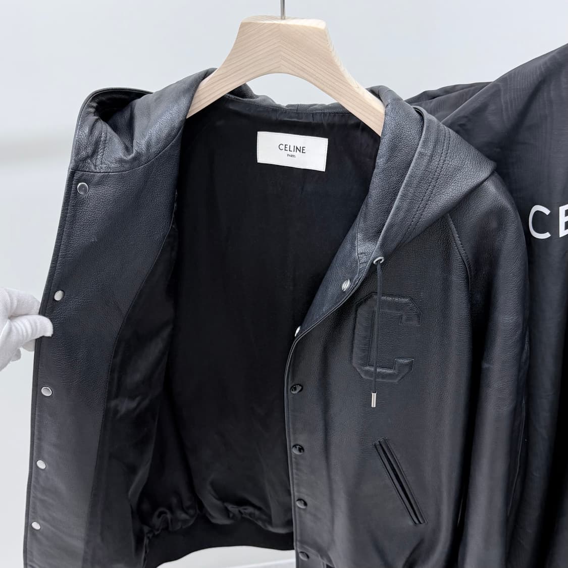 [S+급/50] 24FW 셀린느 레더 블루종 후드 자켓 블랙 상품이미지7