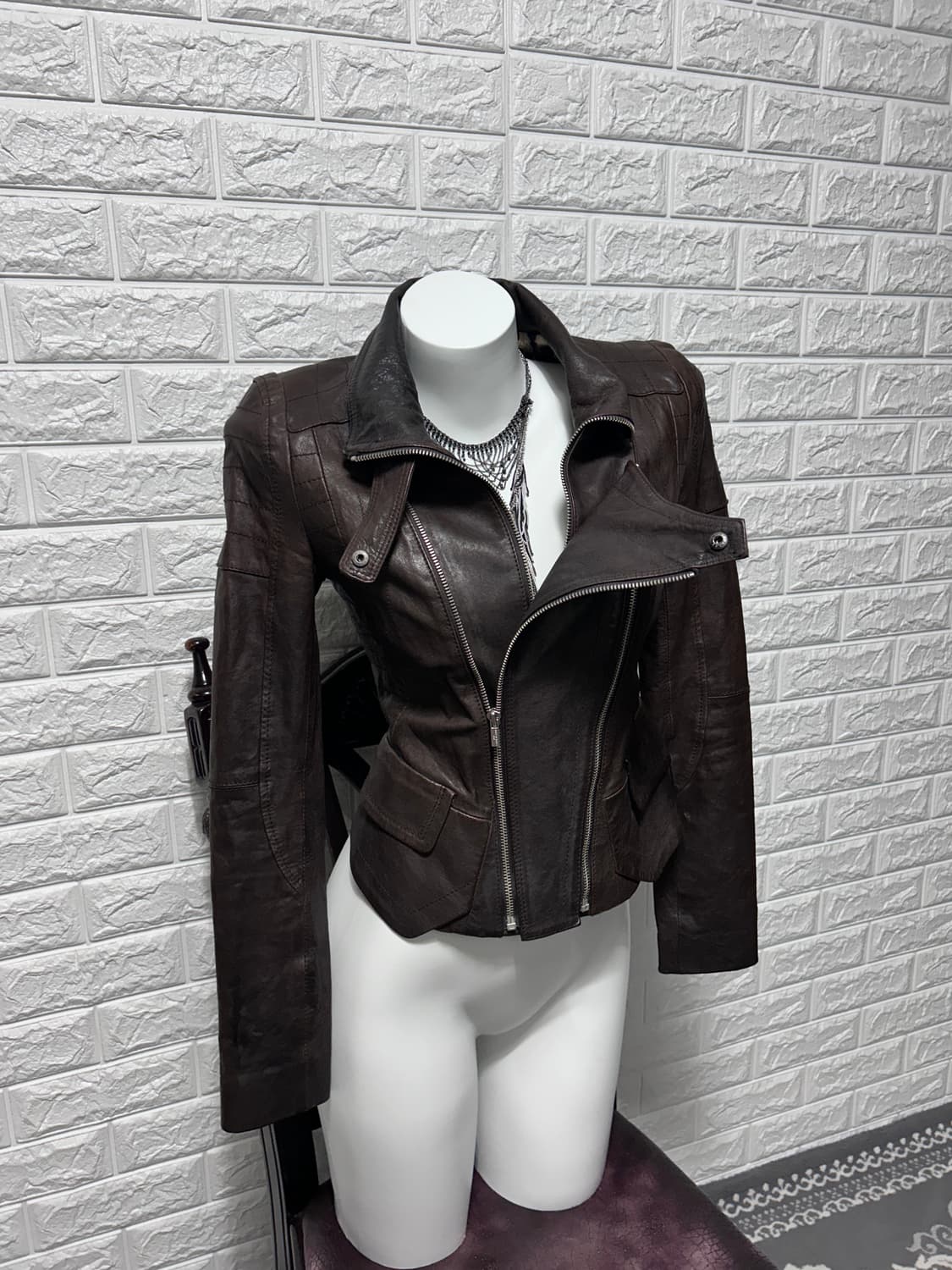 멀티 지퍼 판넬 레더 자켓 상품이미지1