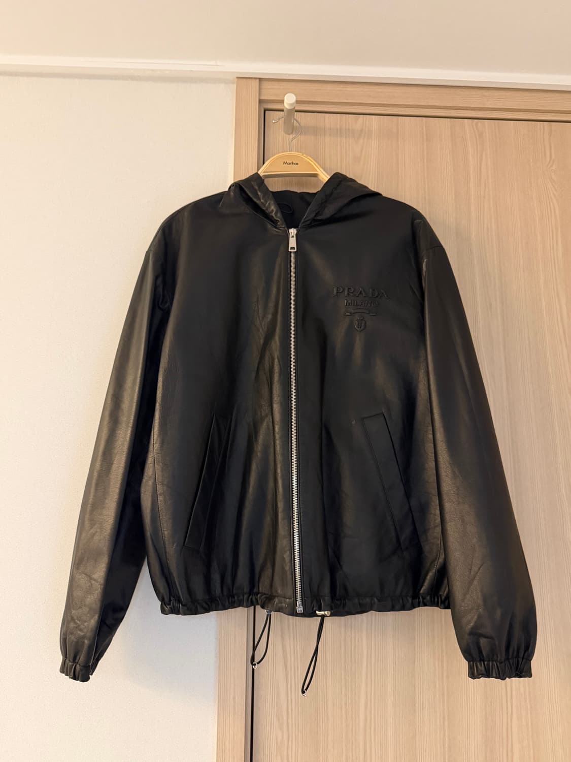 Prada 레더 후드 집업 상품이미지1