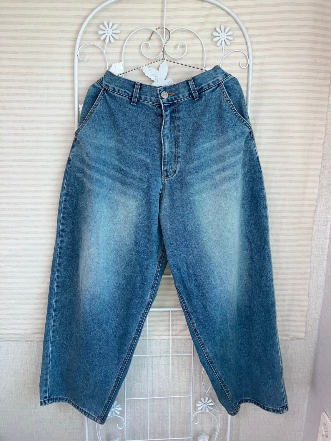 중청 워싱 데님 팬츠 y2k 스트릿 갸루 펑키479   fabri 상품이미지1