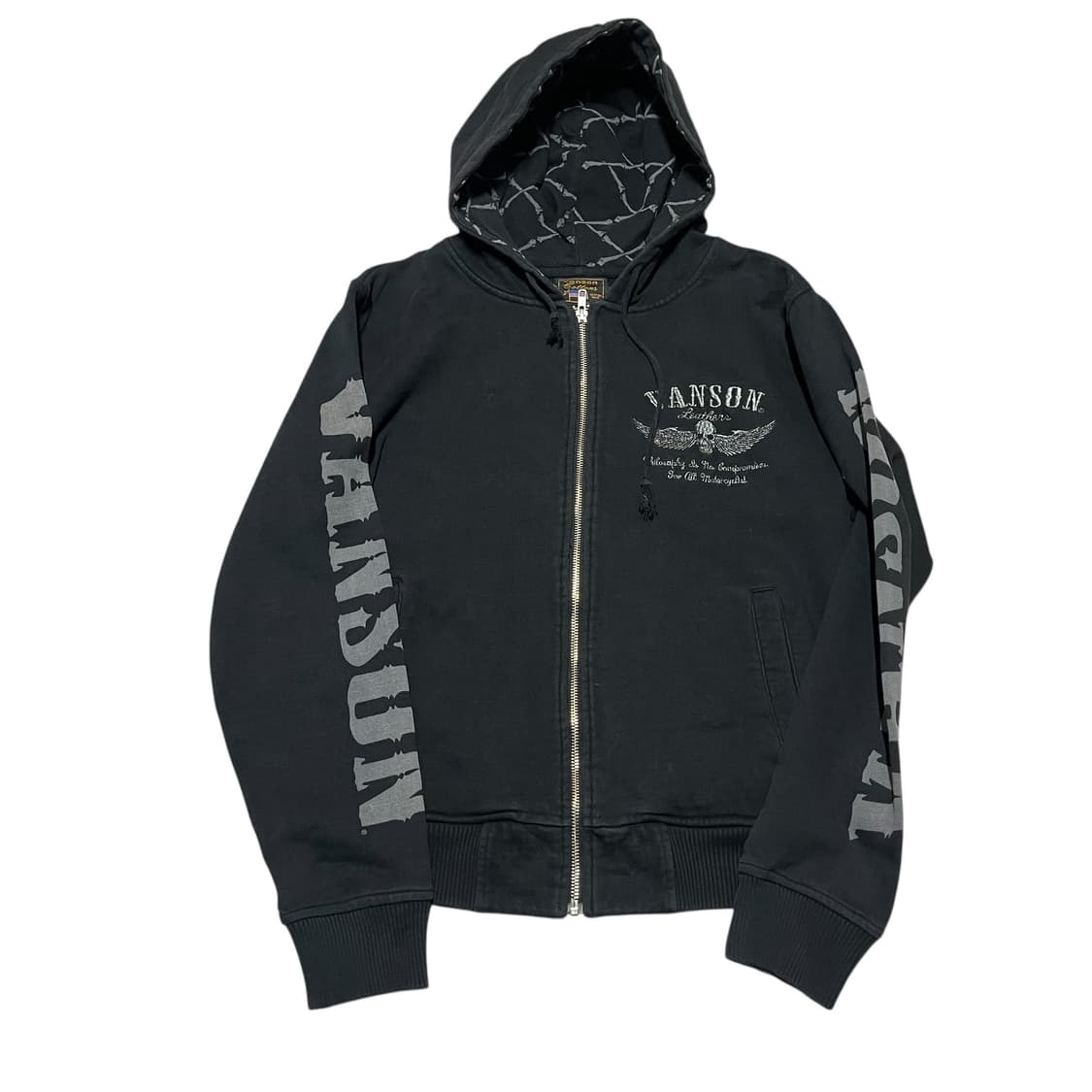 밴슨 레더 글리터 레터링 자수 후드집업  상품이미지2