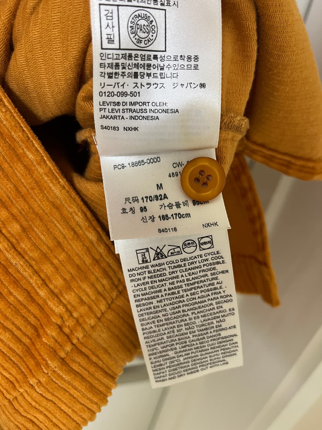 리바이스빈티지클로딩 Lvc Cord Shirt Golden Oak M 상품이미지8