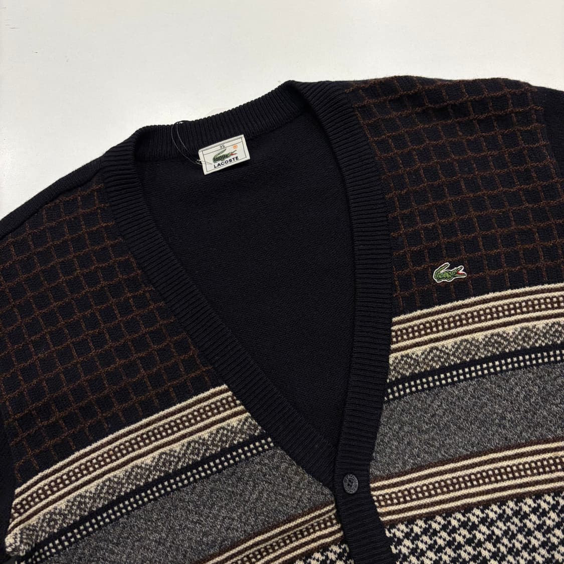 [95] 라코스테 패턴 울 가디건 블랙 C230 상품이미지3