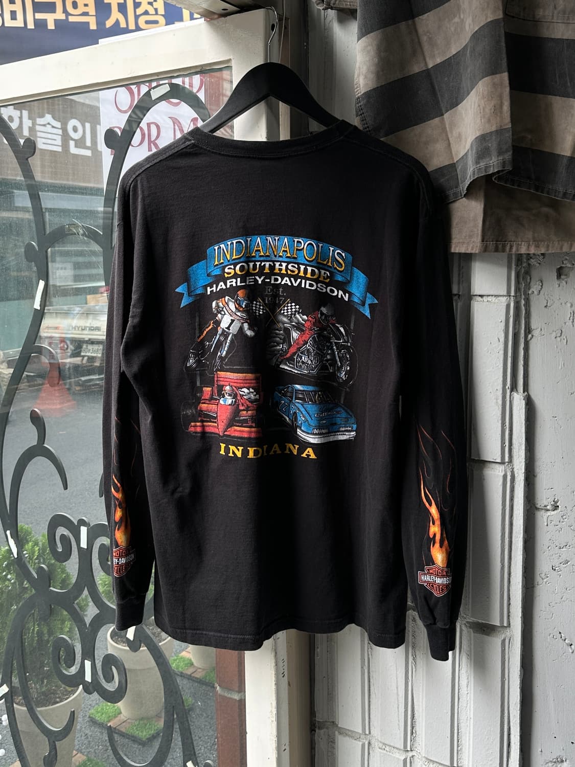 00's USA Made 할리 데이비슨 롱슬리브 플레임 빈티지 할리티 상품이미지3