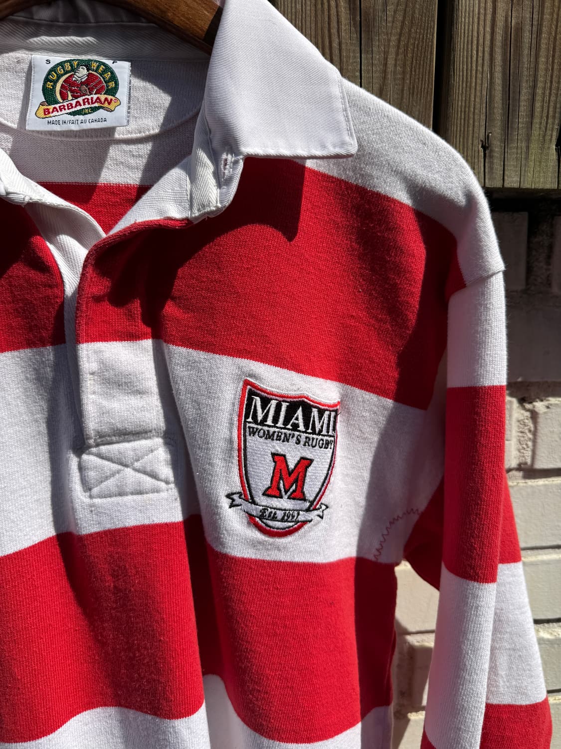 [S]BARBARIAN 바바리안 캐나다제 레드 스트라이프 럭비 티셔츠 상품이미지3