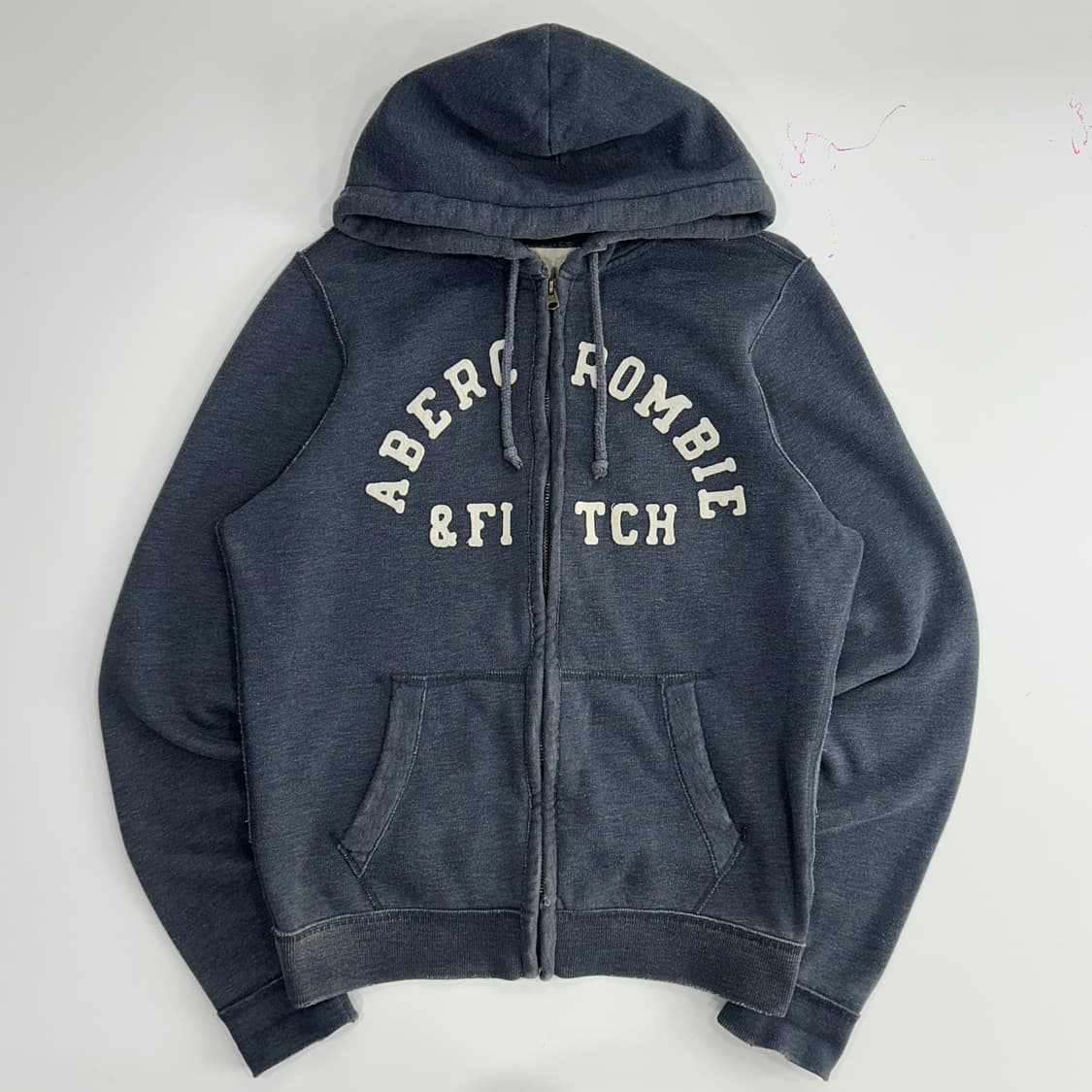 Abercrombie 아베크롬비 스펠아웃로고 네이비 후드집업 상품이미지3