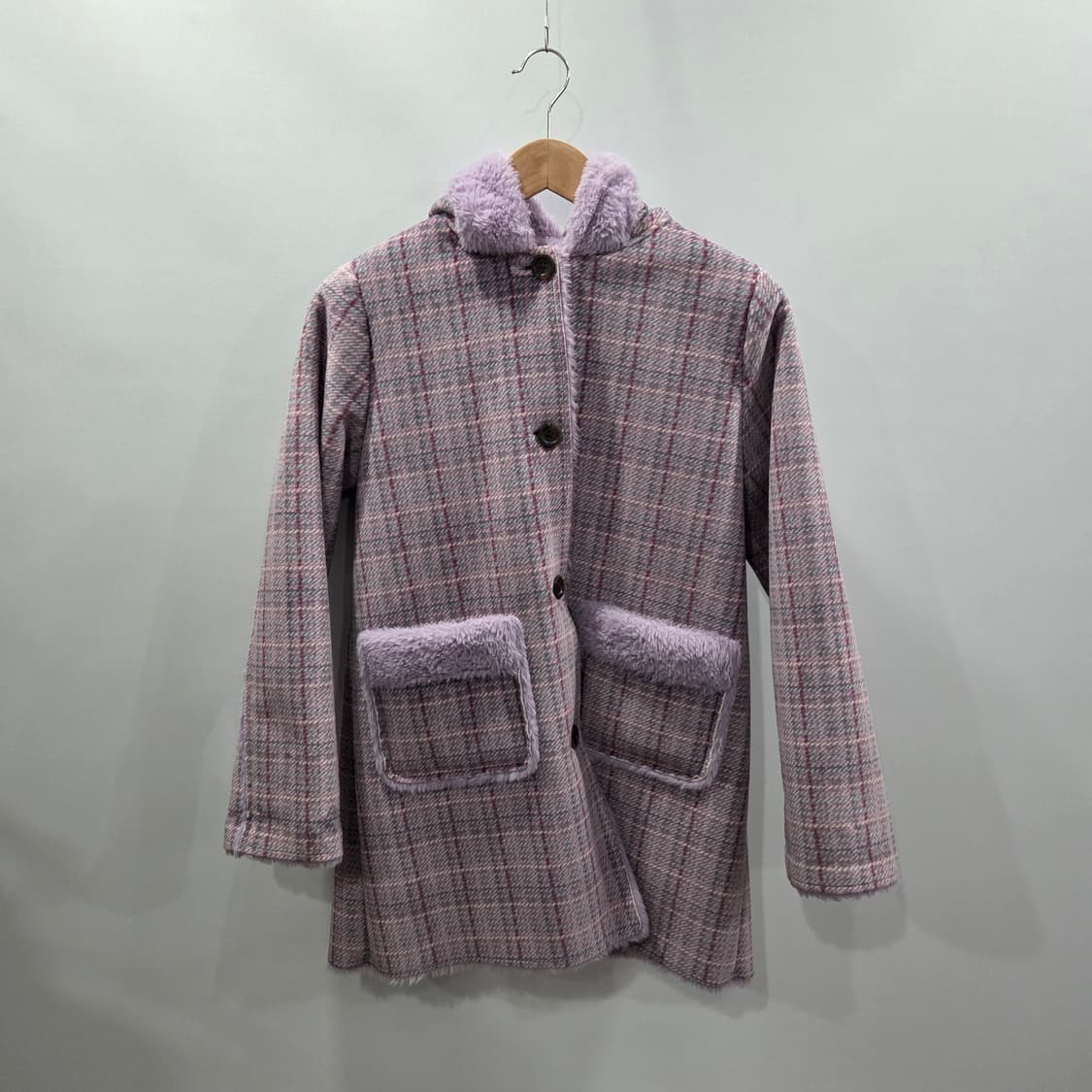 티파니 여아 체크 후드 코트 155 상품이미지1