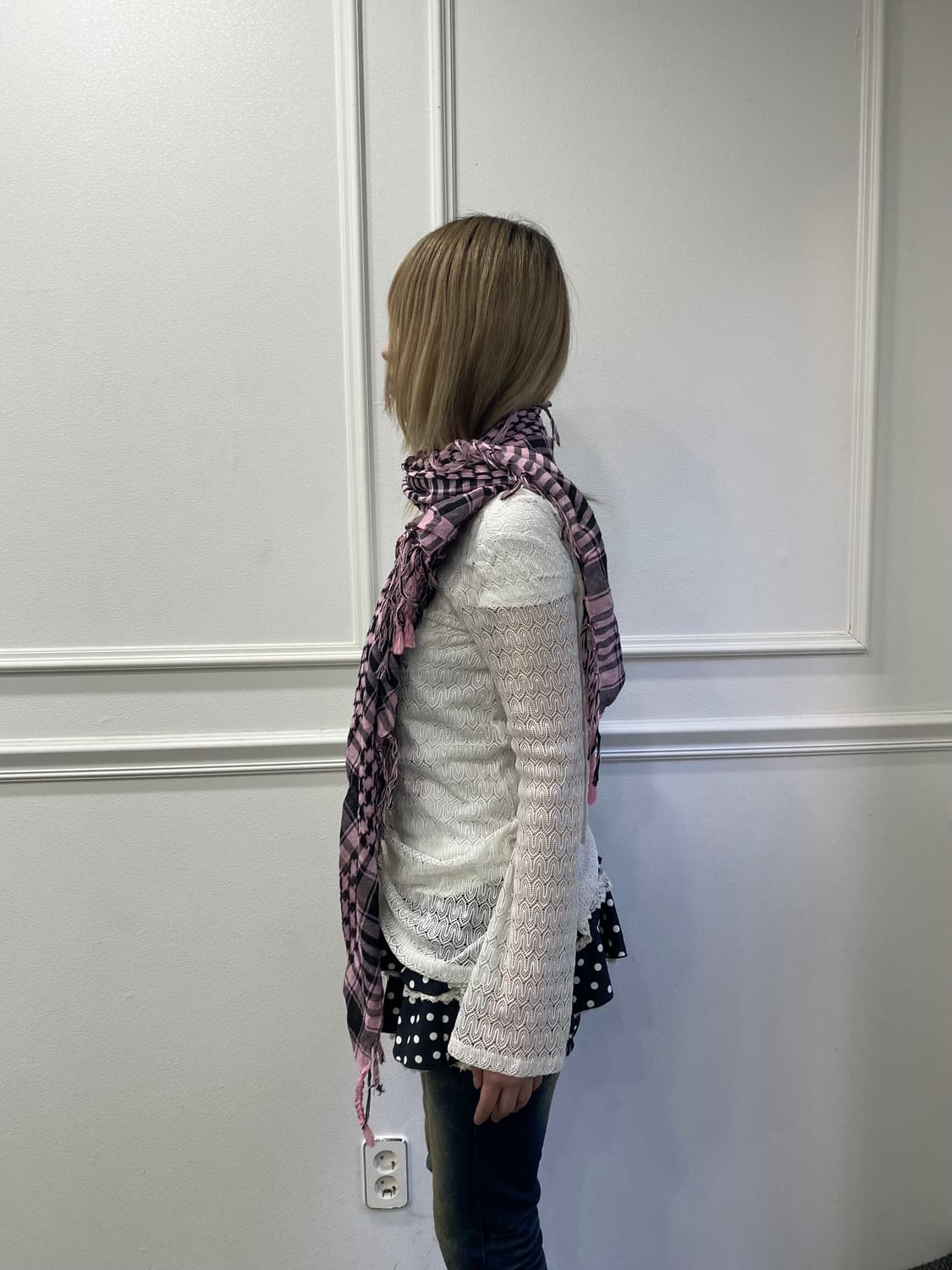 White off shoulder Loose-Fit Slee 상품이미지4