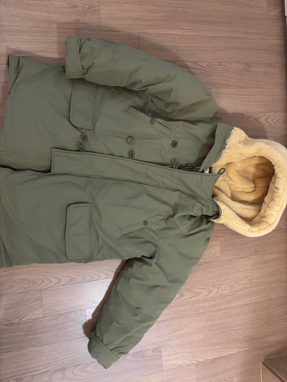 새상품급 브런치 품절 구스다운 야상패딩 양모후드 프리사이즈 상품이미지8