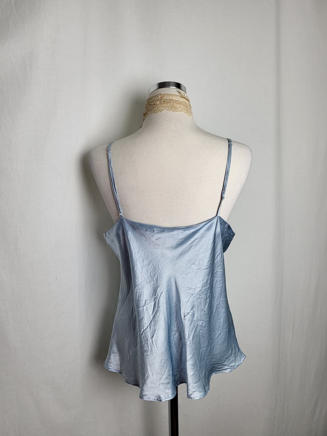 빈티지 페어리 코어 아이스 블루 실키 쥬얼 캐미솔 상품이미지3