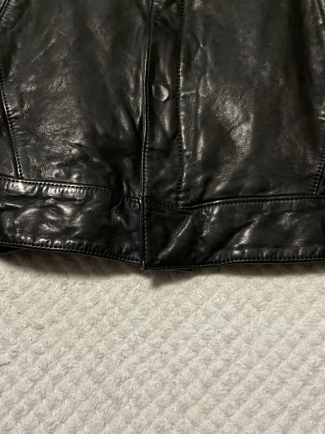 AND Z 웨스턴 무드 램스킨 양가죽 바이커 절개 레더 자켓 상품이미지6