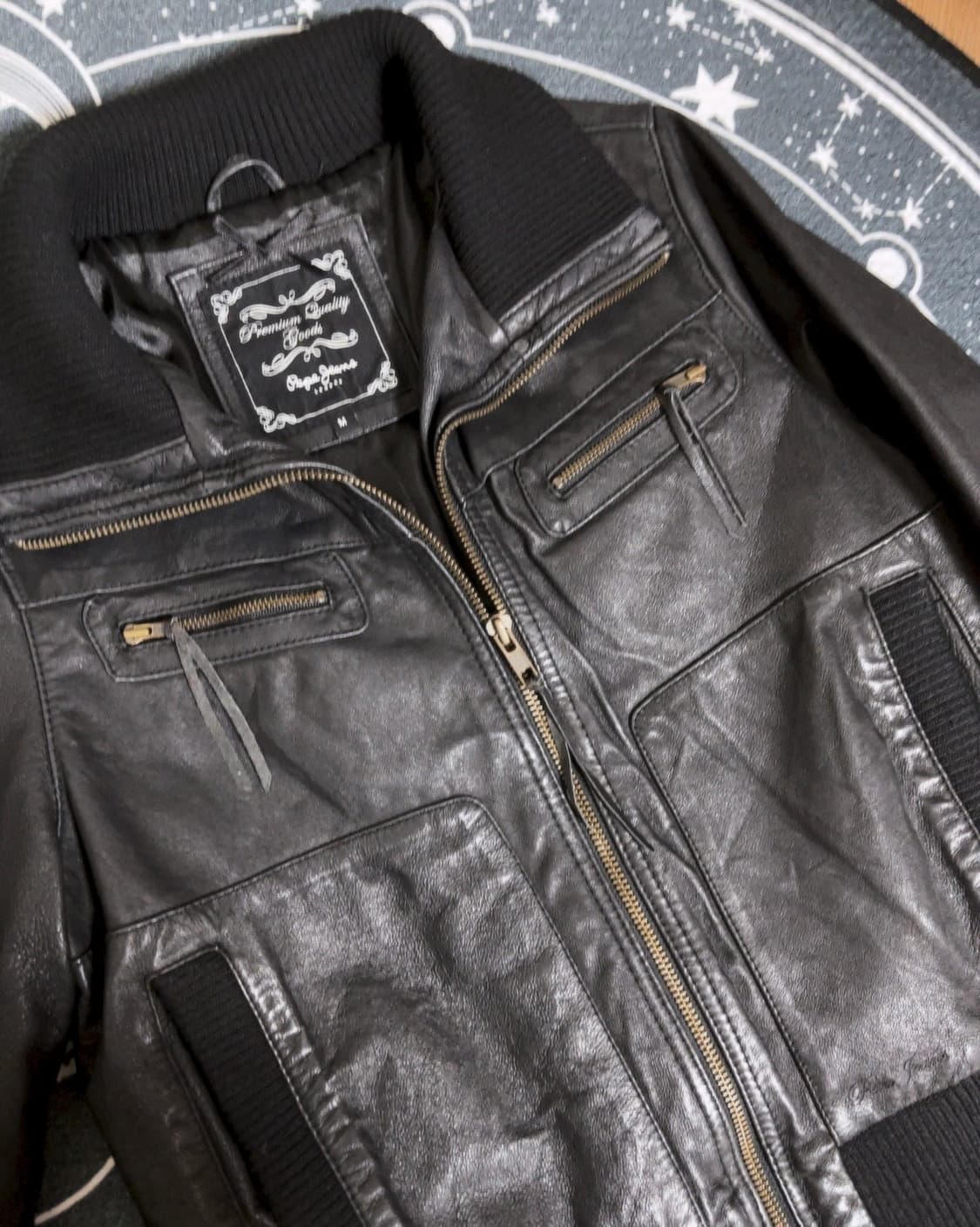 빈티지 하이넥 레더자켓 상품이미지3