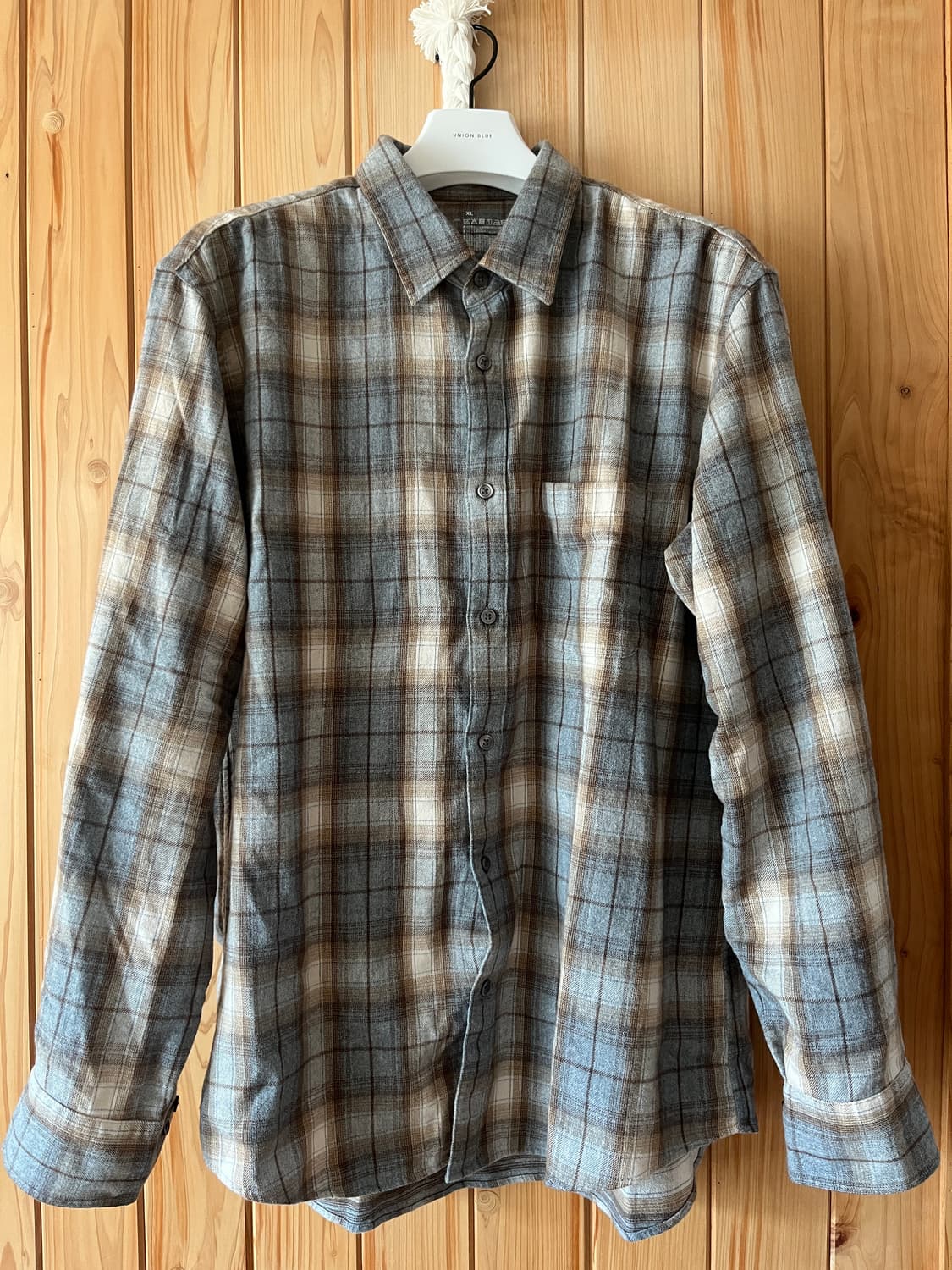 무인양품 무지 오라리맛 체크 셔츠 XL 상품이미지1