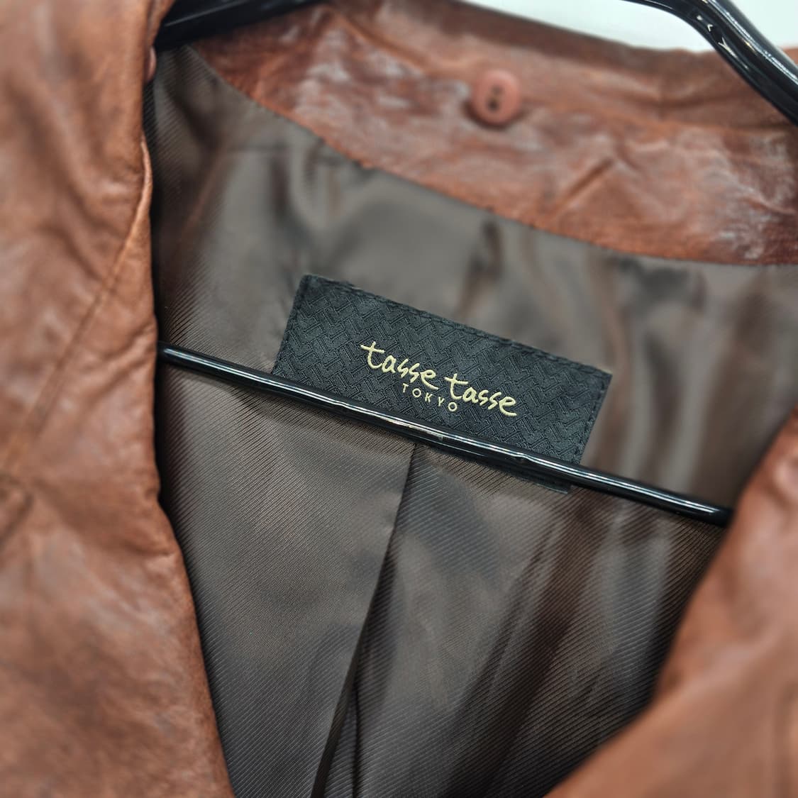 브라운 레더 크롭 라이더 자켓 XS 상품이미지3