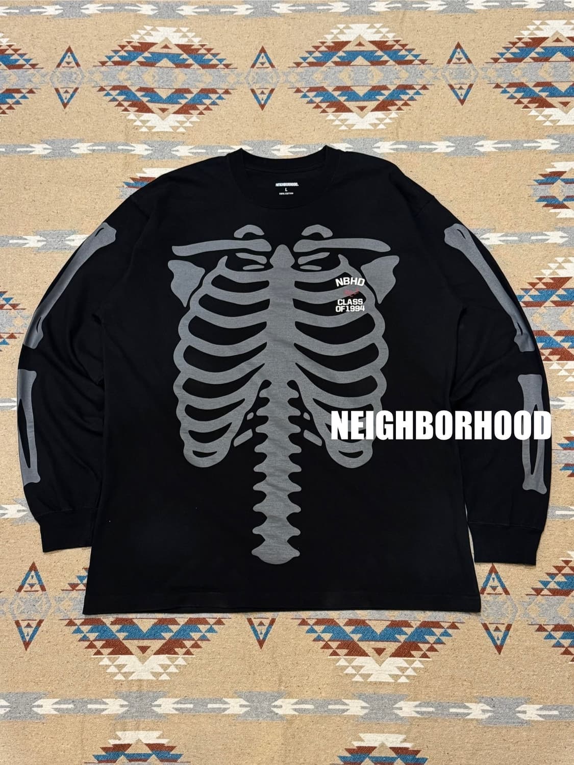 [L] 네이버후드 본 프린트 롱슬리브 블랙  상품이미지1